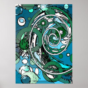 Tween Circles - Blue / Green Abstract Poster