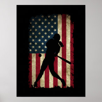 Tween Girls Softball Stuff USA Flag Poster