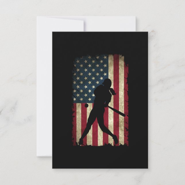 Tween Girls Softball Stuff USA Flag Thank You Card (Front)