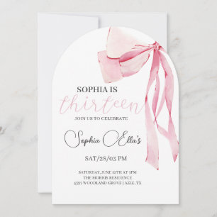 Tween Pink Bow 13th Birthday Coquette 13th Birth Invitation