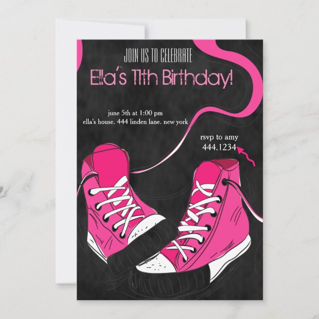 Tween Teenager Cool Sneaker Birthday Invitations (Front)