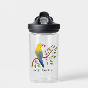 tweet and Tasty Watercolor Bird & Bug on the branc Water Bottle