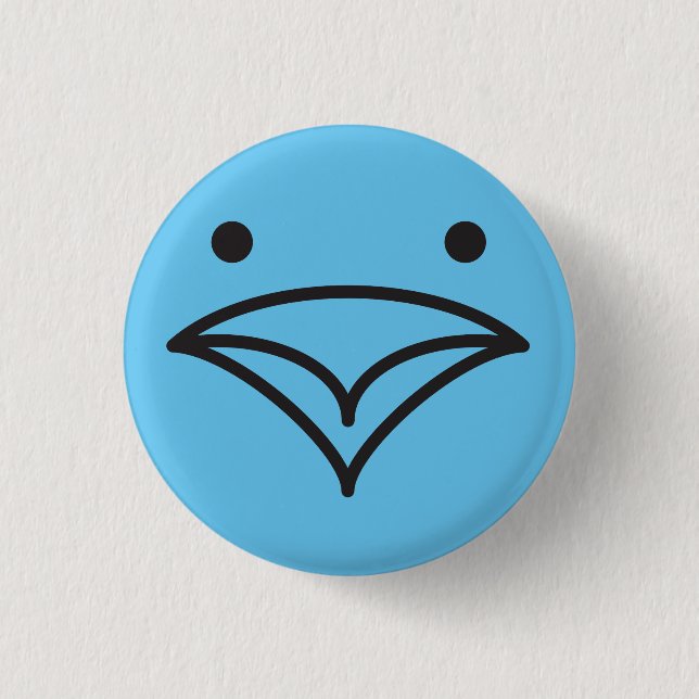 Tweet Funny Little Blue Bird of Happiness Face 3 Cm Round Badge (Front)