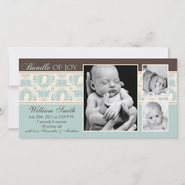 Tweet Tweet Boy Announcement Card (Front)