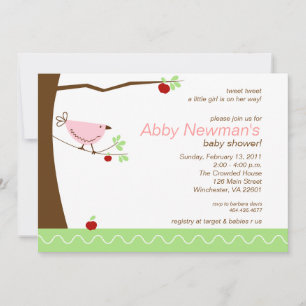 Tweet Tweet Pink Bird Girl Baby Shower Invitation