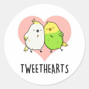 Tweethearts Funny Love Birds Pun  Classic Round Sticker