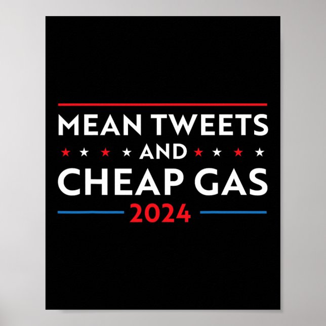 Tweets And Cheap Gas Funny 2024 Pro Trump Men Wome Poster (Front)
