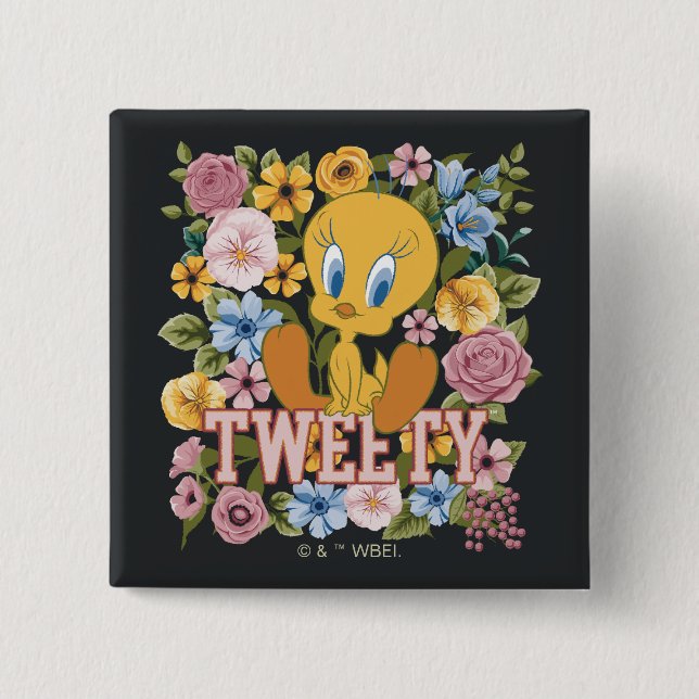 TWEETY™ Floral Embroidery Graphic 15 Cm Square Badge (Front)