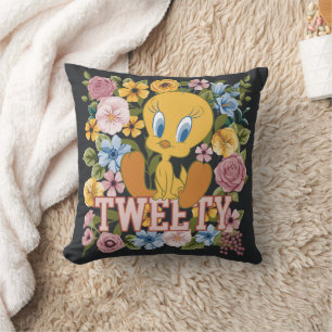 TWEETY™ Floral Embroidery Graphic Cushion
