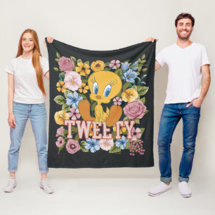 TWEETY™ Floral Embroidery Graphic Fleece Blanket