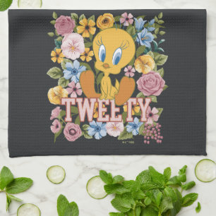 TWEETY™ Floral Embroidery Graphic Tea Towel
