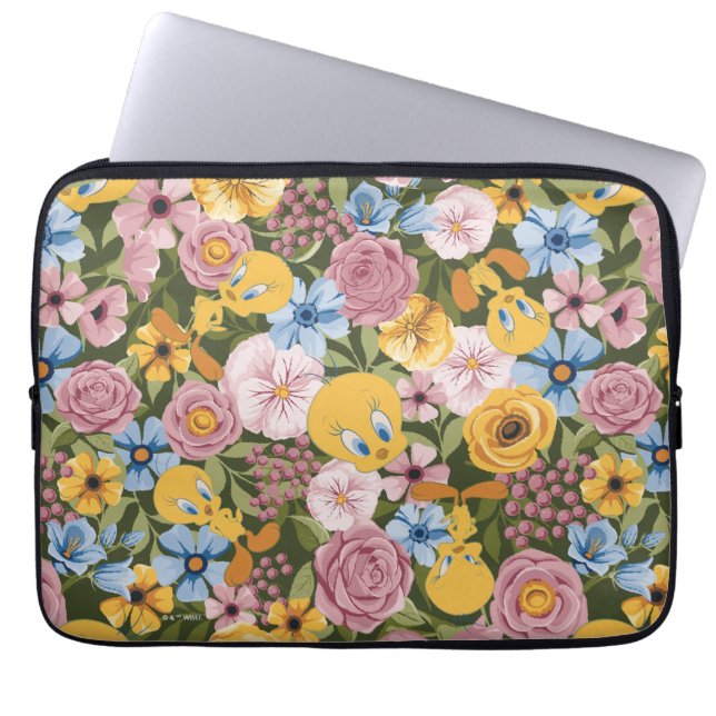 TWEETY™ Floral Embroidery Pattern Laptop Sleeve (Front)