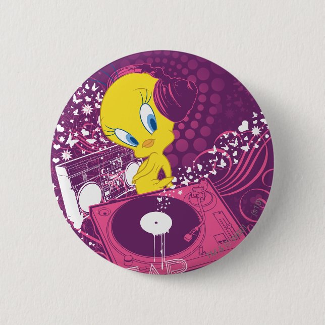 TWEETY™ "Hear The Beat" 6 Cm Round Badge (Front)