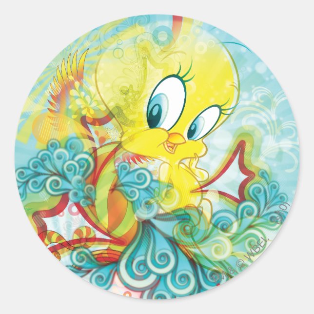 TWEETY™ In Blue Wave Classic Round Sticker (Front)
