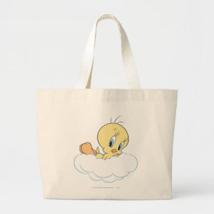 Tweety In The Clouds Pose 3 Large Tote Bag