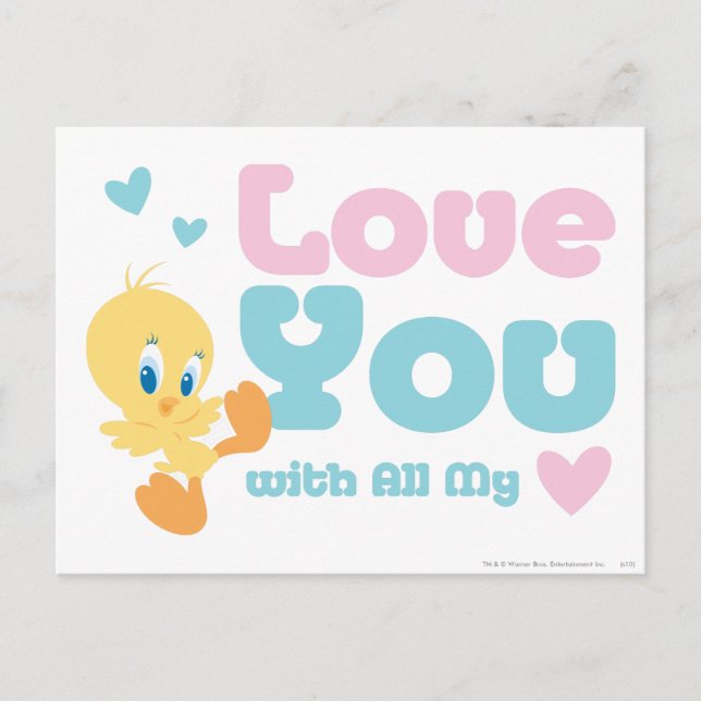 TWEETY™ "Love You With All My Heart" Postcard (Front)