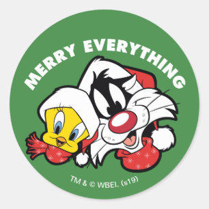 TWEETY™ & SYLVESTER™ "Merry Everything" Classic Round Sticker