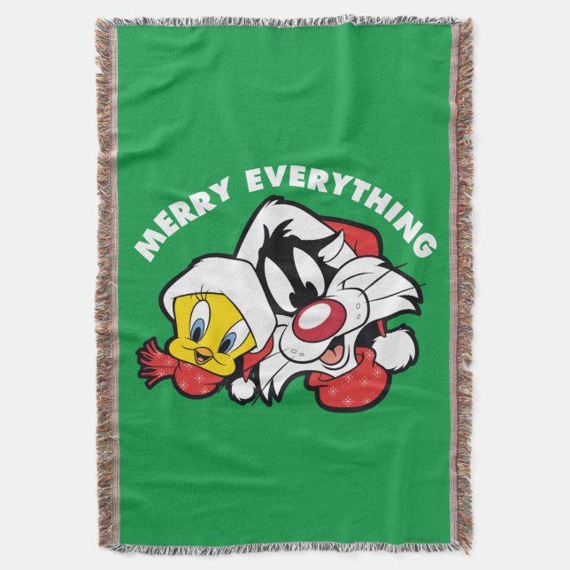 TWEETY™ & SYLVESTER™ "Merry Everything" Throw Blanket (Front Vertical)
