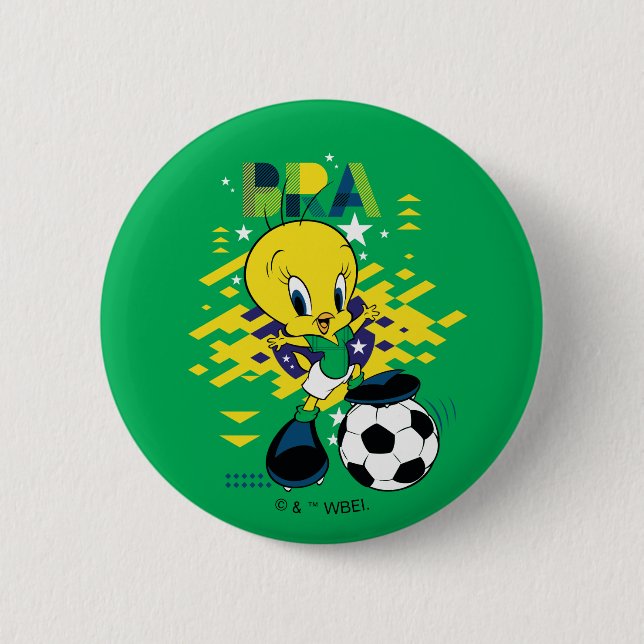 TWEETY™ Team Brazil Soccer Graphic 6 Cm Round Badge (Front)
