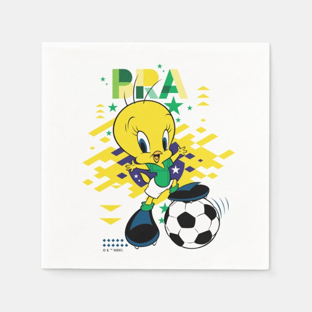 TWEETY™ Team Brazil Soccer Graphic Napkin (Front)