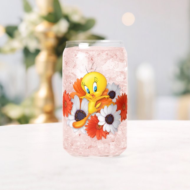 TWEETY™ With Daisies Can Glass (Insitu (Wedding))