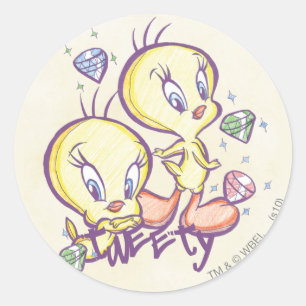 TWEETY™ with Gems Classic Round Sticker