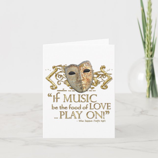 Twelfth Night Music Quote (Gold Version) Card (Front)