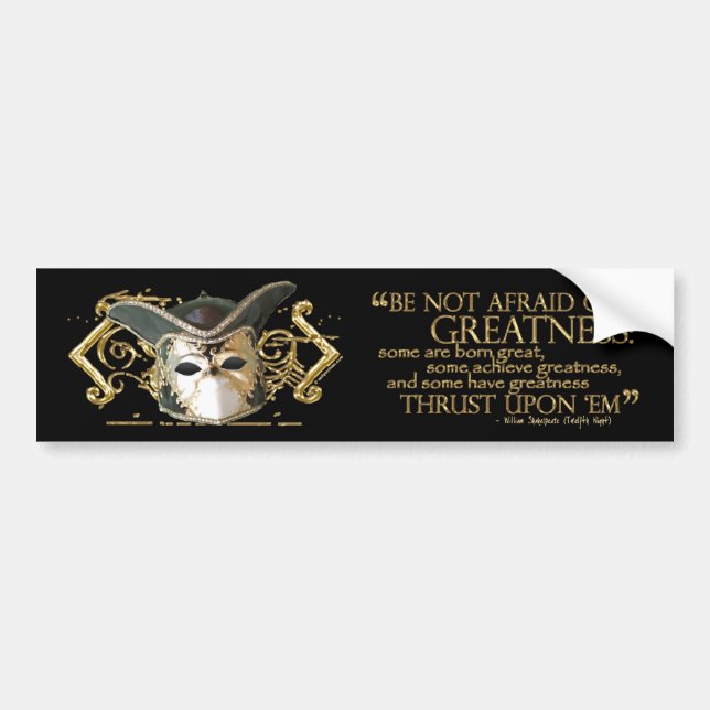 Twelfth Night Quote (Gold Version) Bumper Sticker (Front)