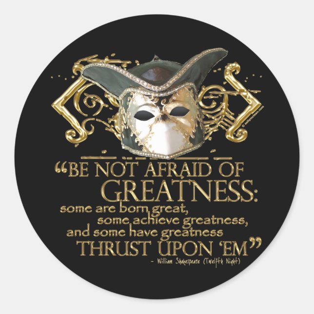 Twelfth Night Quote (Gold Version) Classic Round Sticker (Front)