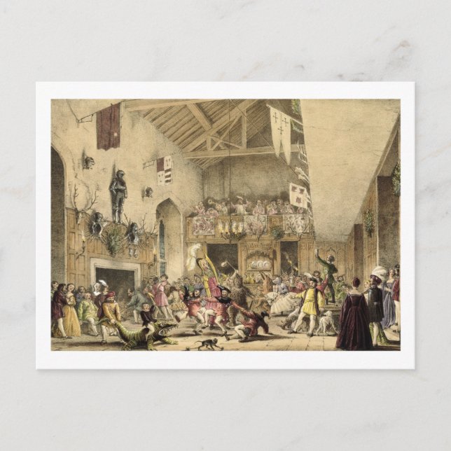 Twelfth Night Revels in the Great Hall, Haddon Hal Postcard (Front)