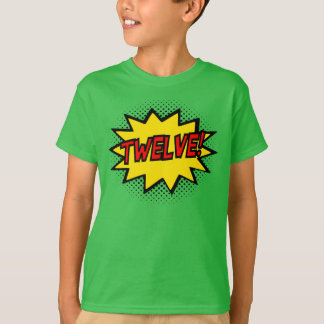 TWELVE! 12th Birthday Gift Superhero Logo T-Shirt