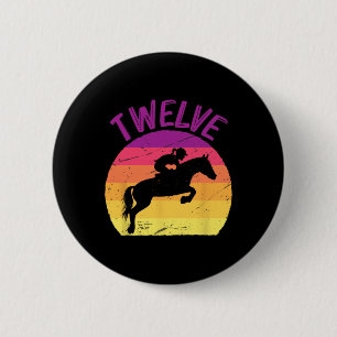 Twelve 12th Birthday Party Horse Rider Horseback R 6 Cm Round Badge