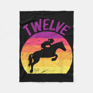 Twelve 12th Birthday Party Horse Rider Horseback R Fleece Blanket