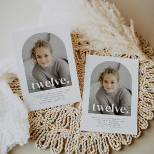 Twelve Arched Photo Birthday Invitation