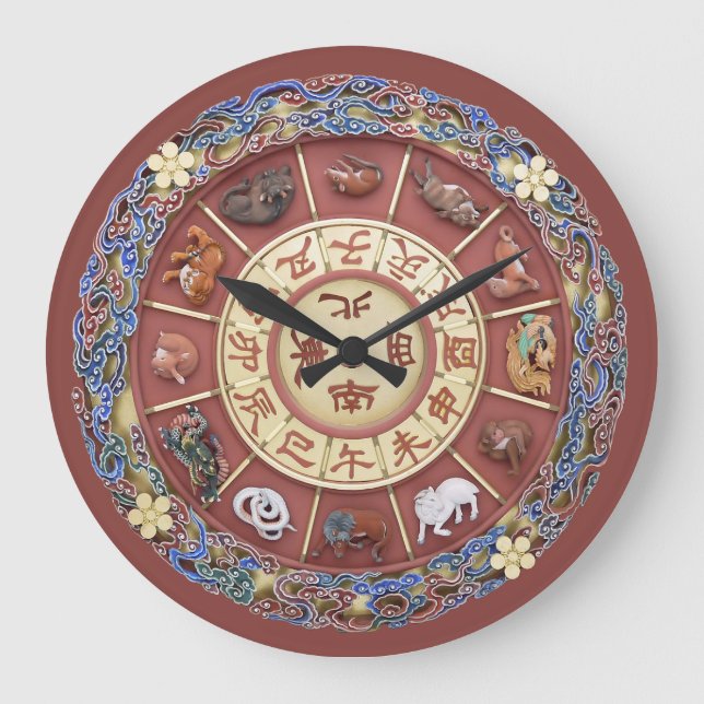 Twelve Branches of the Earth ~ Chinese Zodiac  Large Clock (Front)
