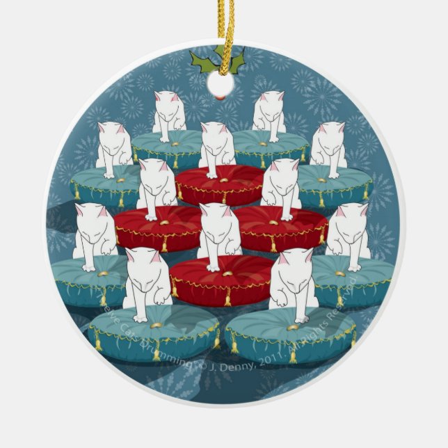 Twelve Cats Drumming... Ceramic Tree Decoration (Front)