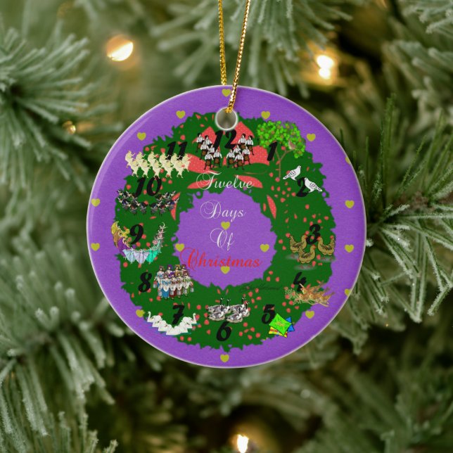 Twelve Days of Christmas Ceramic Ornament (Tree)