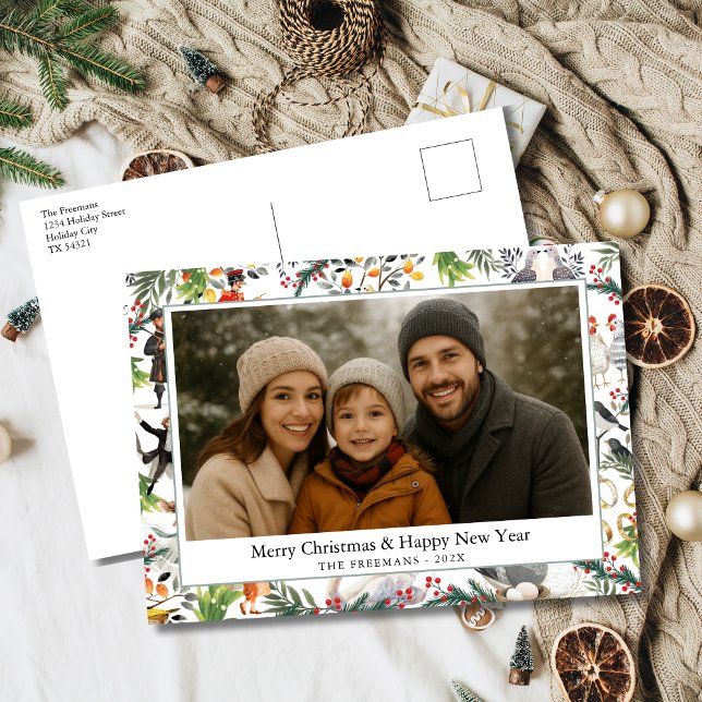 Twelve Days of Christmas Holiday Postcard (12 Days of Christmas Holiday Photo Postcard)