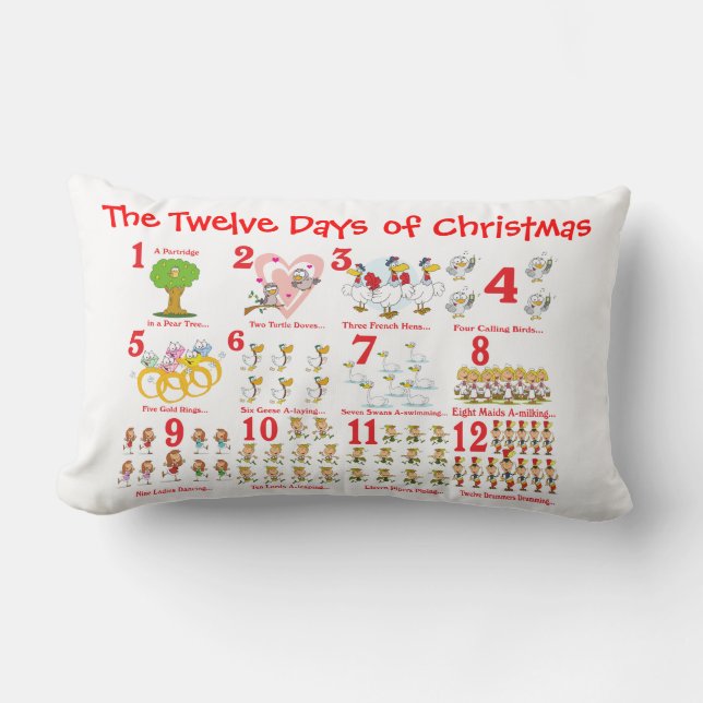 Twelve Days of Christmas Lumbar Cushion (Front)