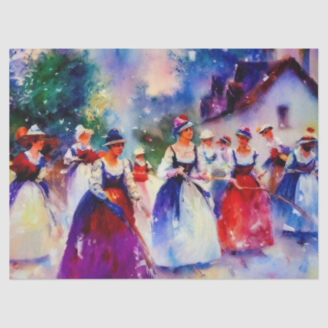 Twelve Days of Christmas: Maids A-Milking (D), Tissue Paper (Front)