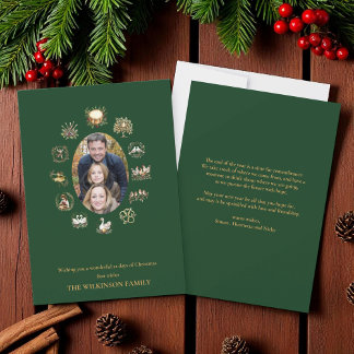 Twelve Days of Christmas photo green greeting card