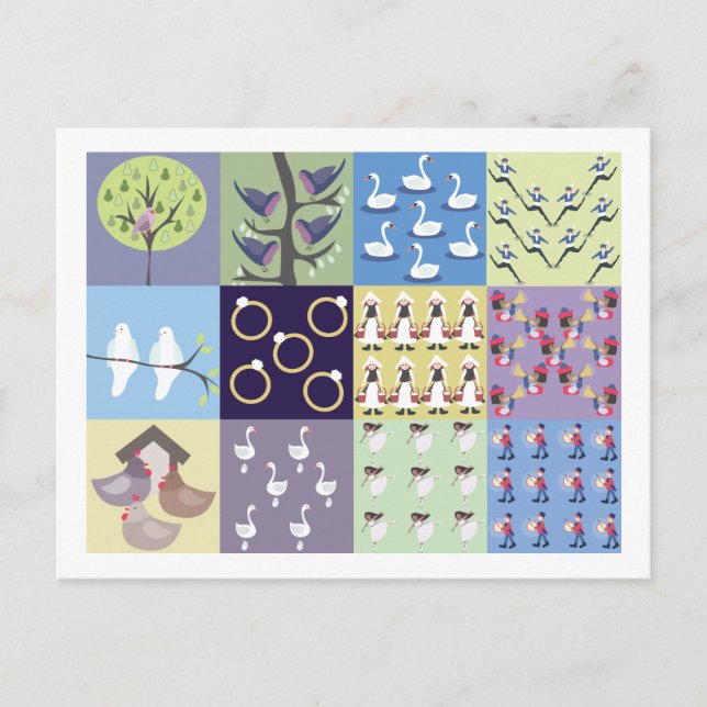 Twelve Days of Christmas Post Card (Front)