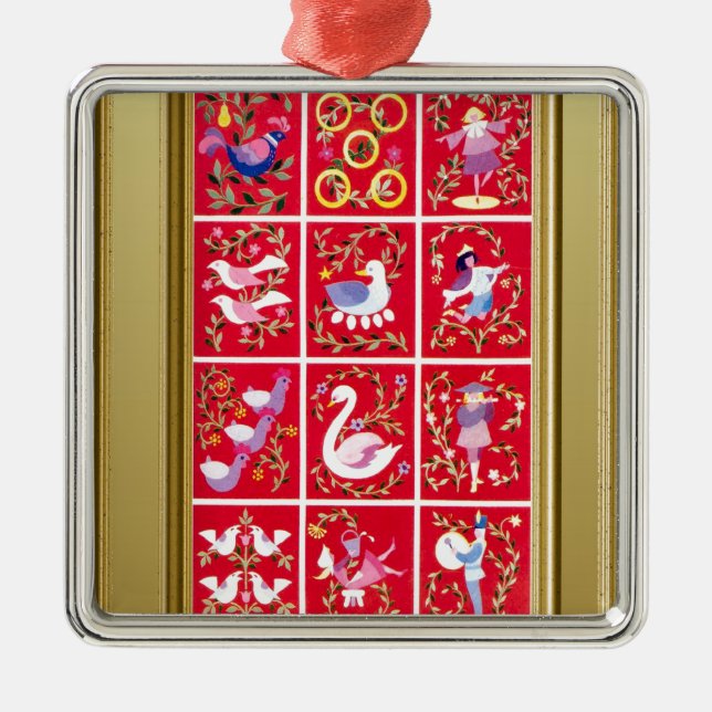 Twelve Days of Christmas, the traditional carol Metal Tree Decoration (Front)