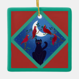 Twelve Days Of Christmas with Cat 4th Day Ceramic Ornament