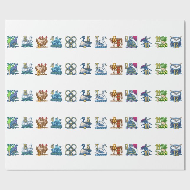 Twelve Days of Christmas Wrapping Paper (Flat)