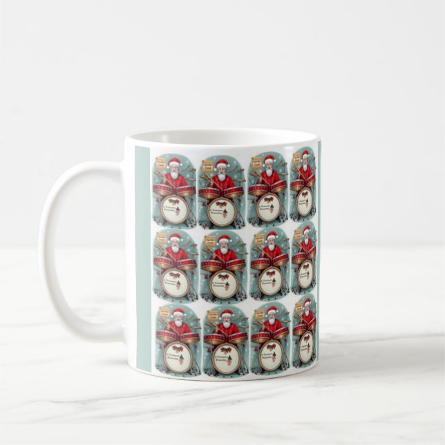 Twelve Drummers Drumming, 12th Day Christmas mug (Left)