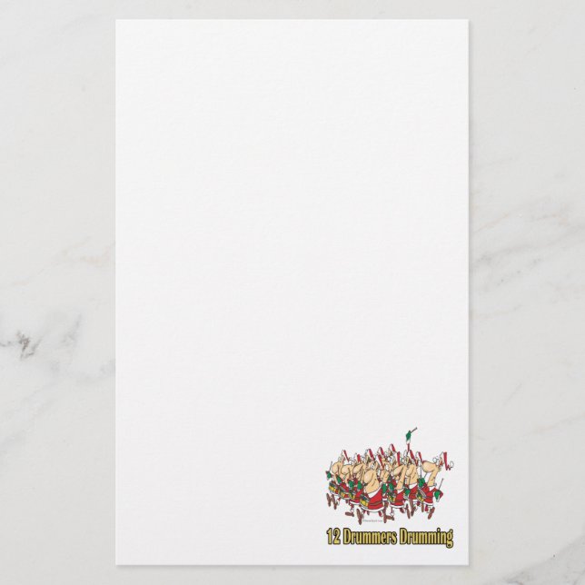 twelve drummers drumming 12th twelfth day stationery (Front)