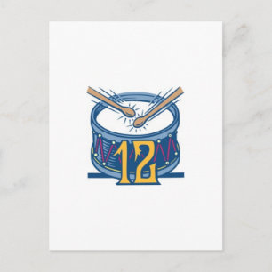 Twelve Drummers Drumming Holiday Postcard