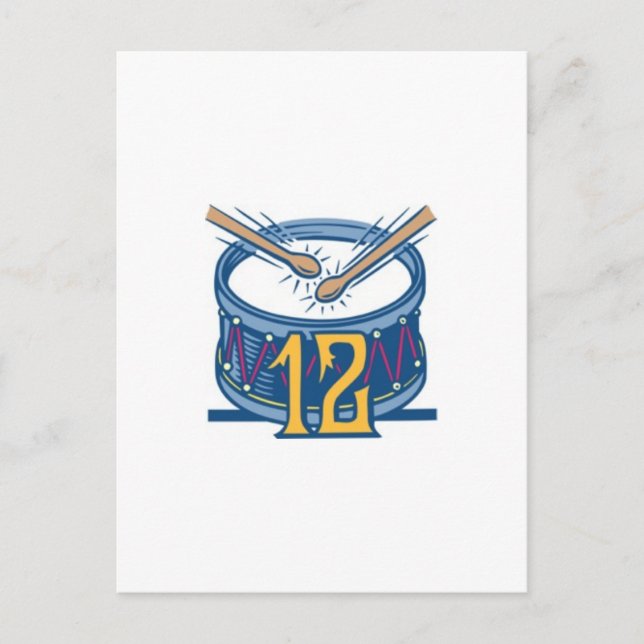 Twelve Drummers Drumming Holiday Postcard (Front)