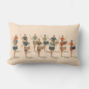 Twelve Drummers Drumming Mid-Mod Stencil-Style 1 Lumbar Cushion